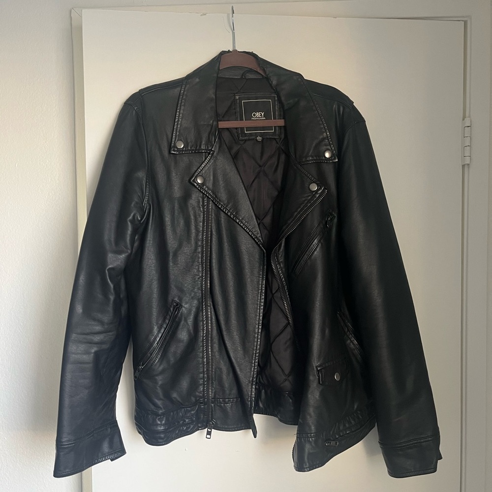 Obey faux leather biker jacket
